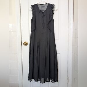 RESERVED Black Dress w Frill Edges and Slip